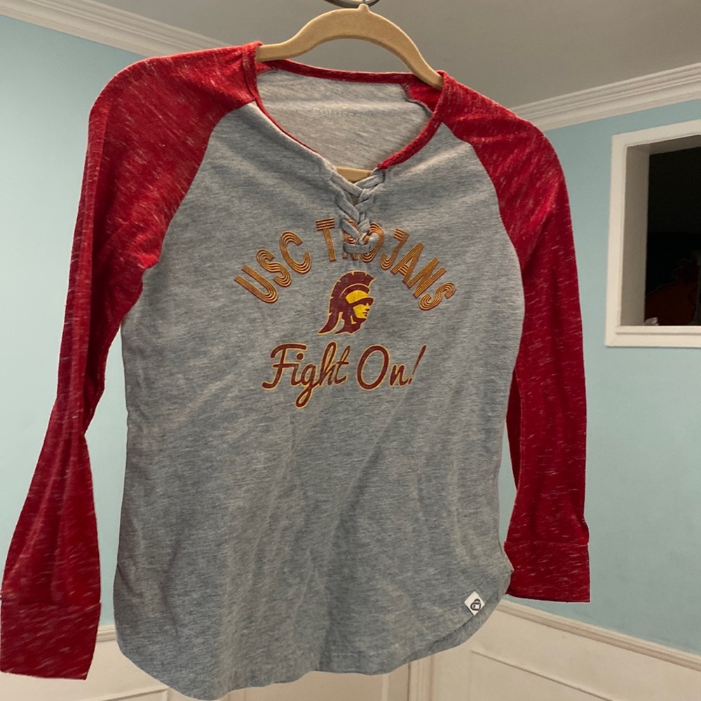 USC Trojans distressed baseball jersey shirt university of Southern California